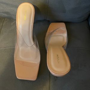 Clear nude heels